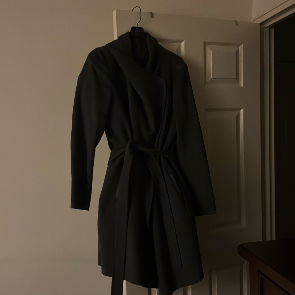 Vince XL gray wool jacket with tie waist